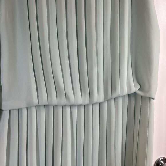 Vintage IN THE MOOD Gray Pleated Dress w/lace collar size 12 Green - Picture 8 of 9